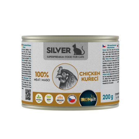 IRONpet Silver Cat Kuřecí 100% masa - konzerva 200 g (, KSCK200) | Krmiva Hulín