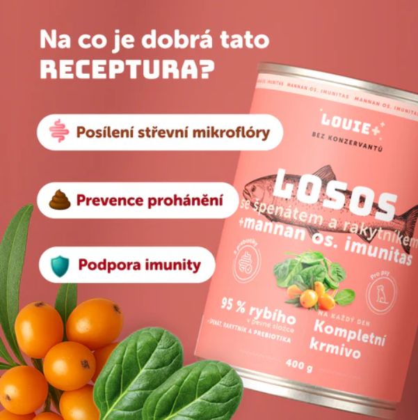 LOSOS S RAKYTNÍKEM, ŠPENÁTEM A PREBIOTIKY 400 g - Konzerva pro psy ...
