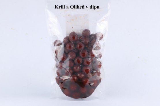 Boilies v dipe - KRILL a OLIHEŇ - 500 g
