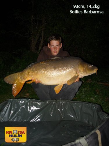 93cm, 14,2kg, boilies Barbarosa, svazová voda