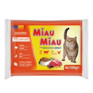 Miau Miau Cat Mix hovězí a kuřecí, kapsa 4x 100 g (, KHK4P) | Krmiva Hulín Miau Miau Cat Mix hovězí a kuřecí, kapsa 4x 100 g (, KHK4P) | Krmiva Hulín