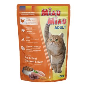 Miau Miau Cat kuřecí a játra, kapsa 100 g - 1 ks (, KKJ1) | Krmiva Hulín