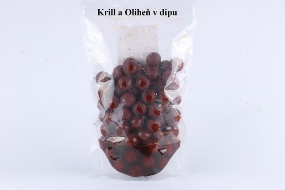 Boilies v dipu - KRILL a OLIHEŇ - Ø 20 mm - Vyberte balení: 500 g
