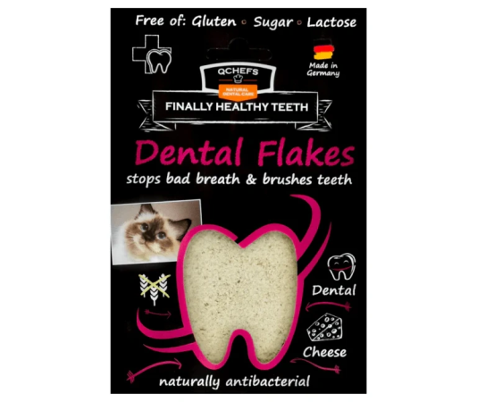Dental flakes - Vločky na čištění zubů pro kočky - 80 g (Q-Chefs zdravé žvýkání, DFVČZK) | Krmiva Hulín