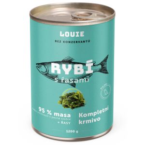 Kompletní krmivo - RYBÍ S ŘASAMI 1200 g - konzerva pro psy Louie (Louie, RŘ12-1) | Krmiva Hulín