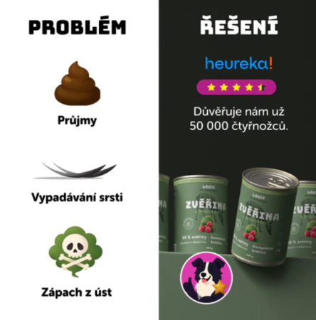 ZVERINA S BRUSINKAMI A PREBIOTIKY 400 g - konzerva pre psov Louie - Počet ks: 1 ks