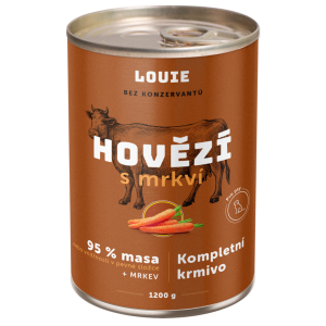 Kompletné krmivo - HOVÄDZÍ S MRKVOU 1200 g - konzerva pre psov Louie (Louie, HM12-1) | Krmiva Hulín