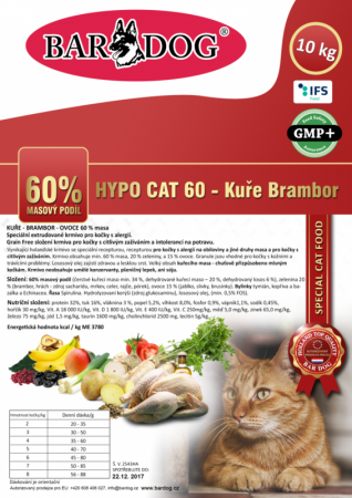 BARDOG - Hypo Cat 60 - Kuře Brambor 32/16 - Vyberte balení: 1 kg