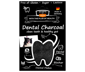 Dental charcoal - Vločky na čištění zubů s aktivním uhlím pro psy - 80 g (Q-Chefs zdravé žvýkání, DCHČZP) | Krmiva Hulín