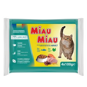 Miau Miau Cat Mix krůta a losos, kapsa - 4x 100 g (, KKL4P) | Krmiva Hulín