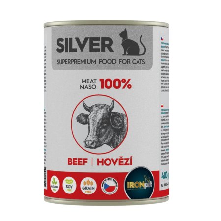 IRONpet Silver Cat Hovězí 100% masa - konzerva 400 g (, KSCH400) | Krmiva Hulín