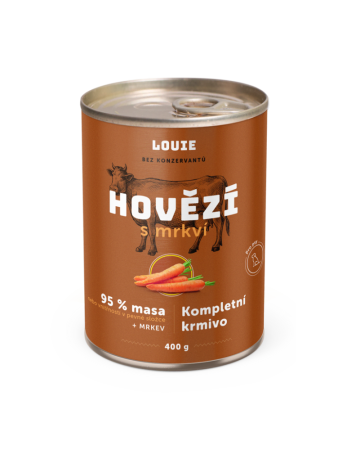 Kompletné krmivo - HOVÄDZÍ S MRKVOU 400 g - konzerva pre psov Louie (Louie, HM400-1) | Krmiva Hulín