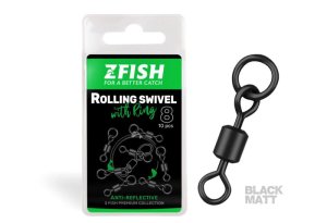 ZFISH Obratlík Rolling Swivel with Ring Black Matt vel.8/26Kg (Zfish, ZF-6339) | Krmiva Hulín