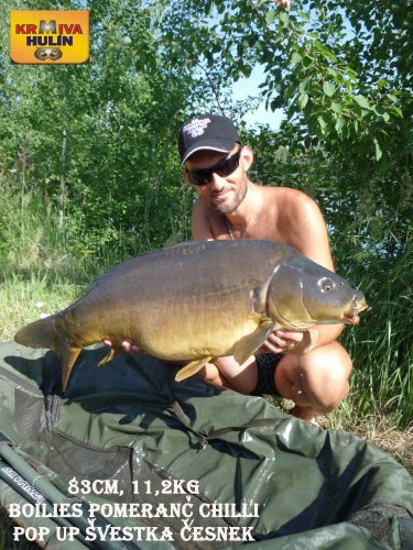 83cm, 11,2kg, boilies pomeranč/chilli, pop up švestka/česnek