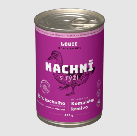 KACHNÍ S RÝŽÍ A PREBIOTIKY 400 g - Konzerva pro psy Louie (Louie, KKRP400-1) | Krmiva Hulín