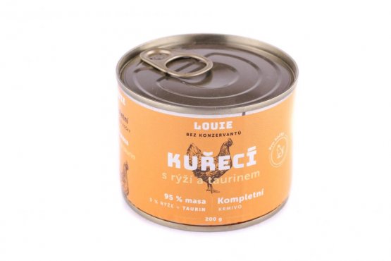 KURACIE + Ryža a Taurín 200 g - Konzerva pre mačky Louie - Počet kusů: 1 ks