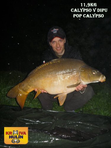 11,9kg, boilies Calypso v dipu, pop up Calypso, svazová voda