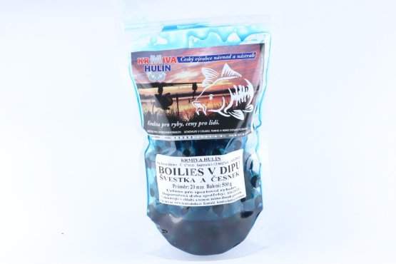 Boilies v dipu - ŠVESTKA s česnekem - Ø 20 mm - Vyberte balení: 500 g