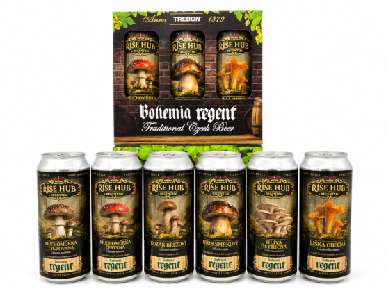 Pivo Regent - DÁRKOVÁ SADA 1 - ŘÍŠE HUB - 6x 0,5 l (BOHEMIA REGENT, PDSEH) | Krmiva Hulín