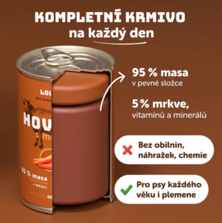 HOVĚZÍ S MRKVÍ 800 g - konzerva pro psy Louie - Počet ks: 1 ks