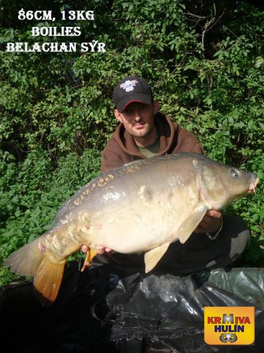86cm, 13kg, boilies Belachan/Sýr, svazová voda