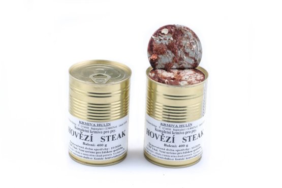 HOVĚZÍ STEAK 400 g - Konzerva pro psy bez etikety - Louie - Počet ks: 4 ks