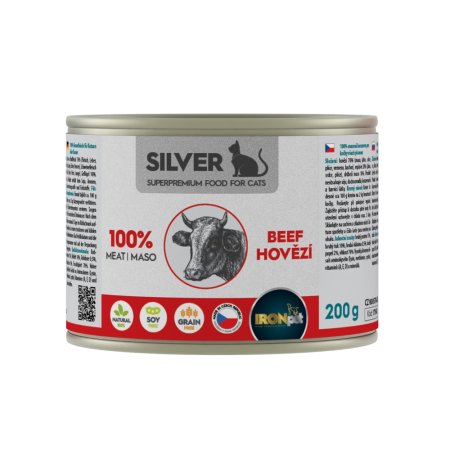 IRONpet Silver Cat Hovězí 100% masa - konzerva 200 g (, KSCH200) | Krmiva Hulín