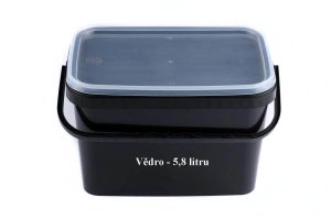 Plastové vedro - Hranaté Čierne 5,8 l (Vyrobeno v EU, PVHC58-1) | Krmiva Hulín