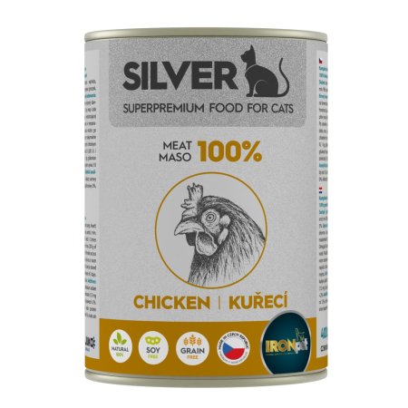 IRONpet Silver Cat Kuřecí 100% masa - konzerva 400 g (, KSCK400) | Krmiva Hulín