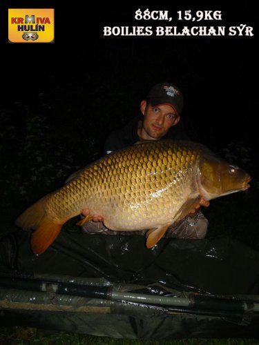 88cm, 15,9kg, boilies Belachan/Sýr, svazová voda