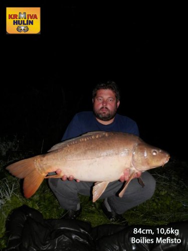 84cm, 10,6kg, boilies Mefisto, svazová voda