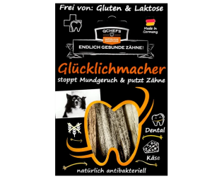 Glucklichmacher - tyčinky se sýrem na čištění zubů pro psy- 90 g (Q-Chefs zdravé žvýkání, GTČZP) | Krmiva Hulín