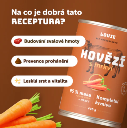 HOVĚZÍ S MRKVÍ 800 g - konzerva pro psy Louie - Počet ks: 1 ks