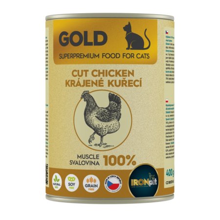 IRONpet Gold Cat Kuřecí krájená svalovina - výběrová konzerva 400 g (, KGCK400) | Krmiva Hulín