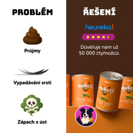 KUŘECÍ S CUKETOU A PREBIOTIKY 800 g - Konzerva pro psy Louie - Počet ks: 1 ks