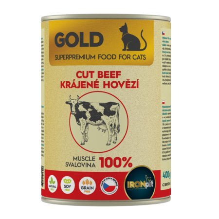 IRONpet Gold Cat Hovězí krájená svalovina - výběrová konzerva 400 g (, KGCH400) | Krmiva Hulín