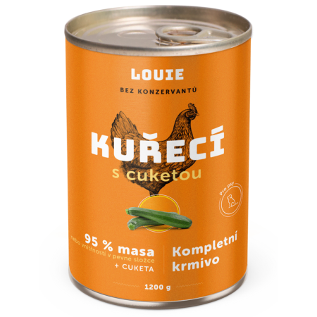Kompletné krmivo - KURACIE S CUKETOU 1200 g - konzerva pre psov Louie (Louie, KC12-1) | Krmiva Hulín